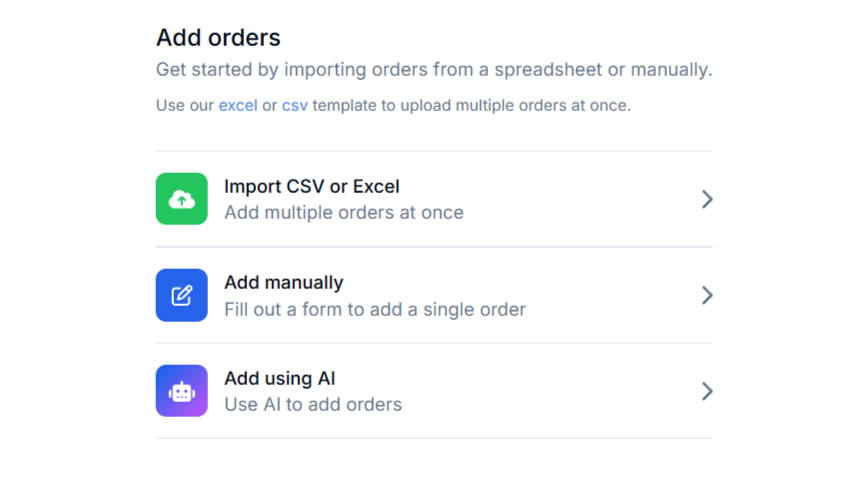 Flexible order input